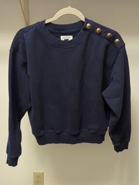 American Eagle Navy Button-Shoulder Women's Sweatshirt Small